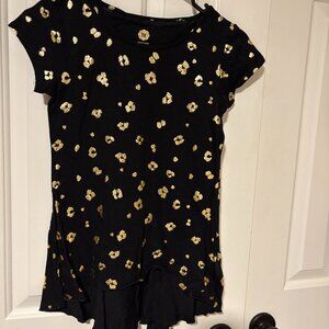 NWOT Total Girl black/gold short sleeve top sz 10/12